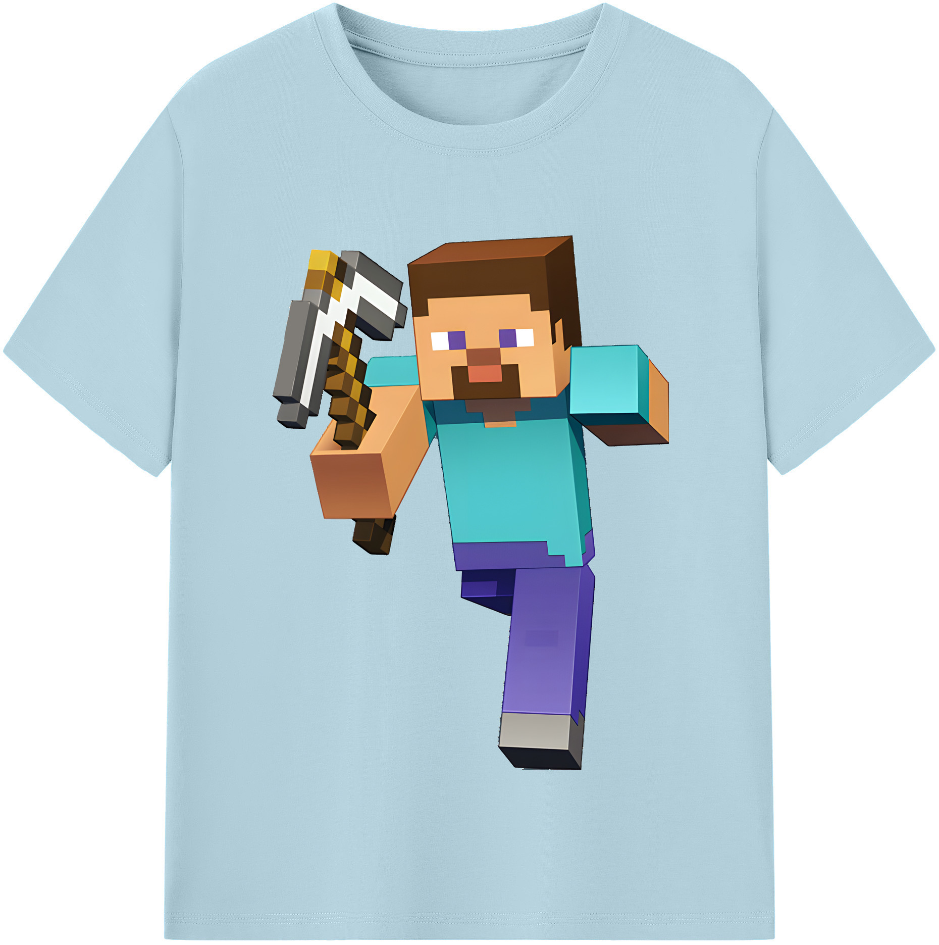 （画像用） マインクラフト ブロックの世界 Minecraft MC Block world 綿100％半袖Tシャツ（フロントプリント）